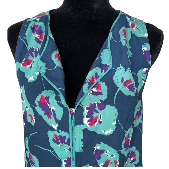 ModCloth Floral Tank Sleeveless Top V Neck Small - Picture 2 of 6